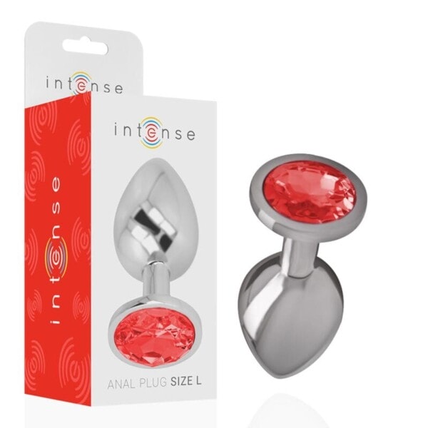 Intense - Aluminum Metal Anal Plug With Red Crystal Size L Intense - Aluminum Metal Anal Plug With Red Crystal Size L